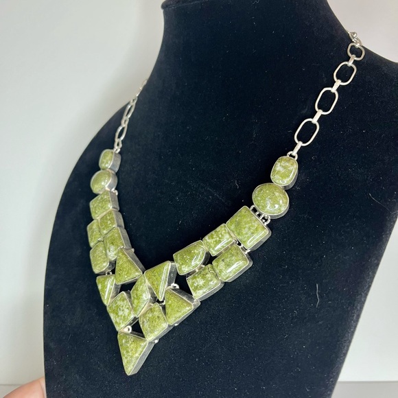 Unakite choker set in silver, made in India. - Picture 6 of 6